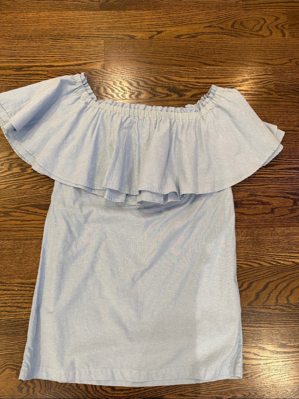 Mud Pie Baby Blue Off-Shoulder Ruffle Top
